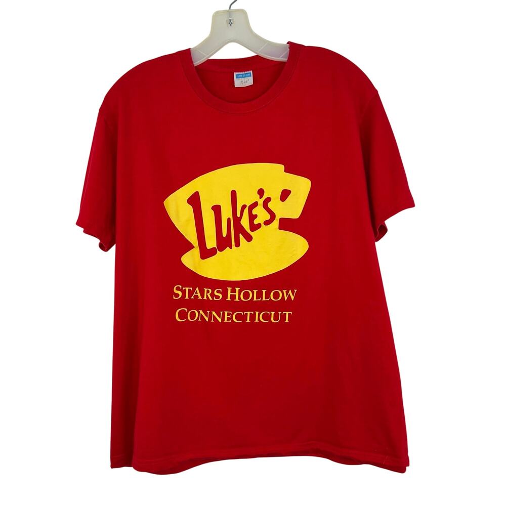 Lukes Diner Stars Hollow CT Gilmore Girls T Shirt XL Red Graphic Short Sleeve